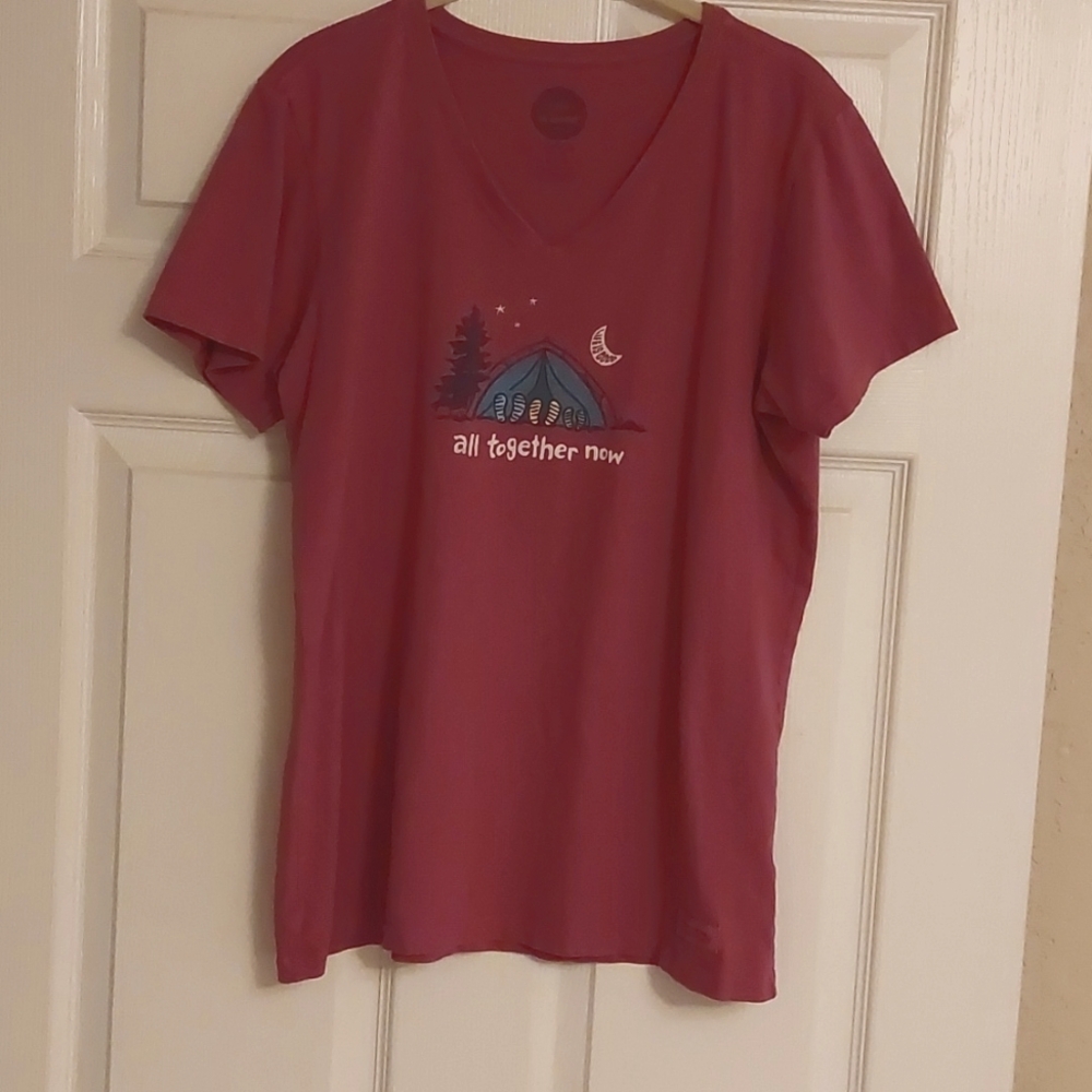 life is Good v- neck T-shirt.